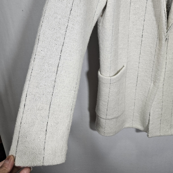 Rachel Zoe Women's Ivory Pinstriped Wool-Blend Coat Jacket Size Medium - Picture 7 of 10